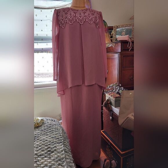 NWT Jessica McClintock Chiffon Formal Maxi Dress Size 8 Valentines Day - Picture 1 of 14